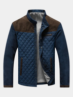 Men's Diamond Quilted Jacket with Corduroy Sleeves