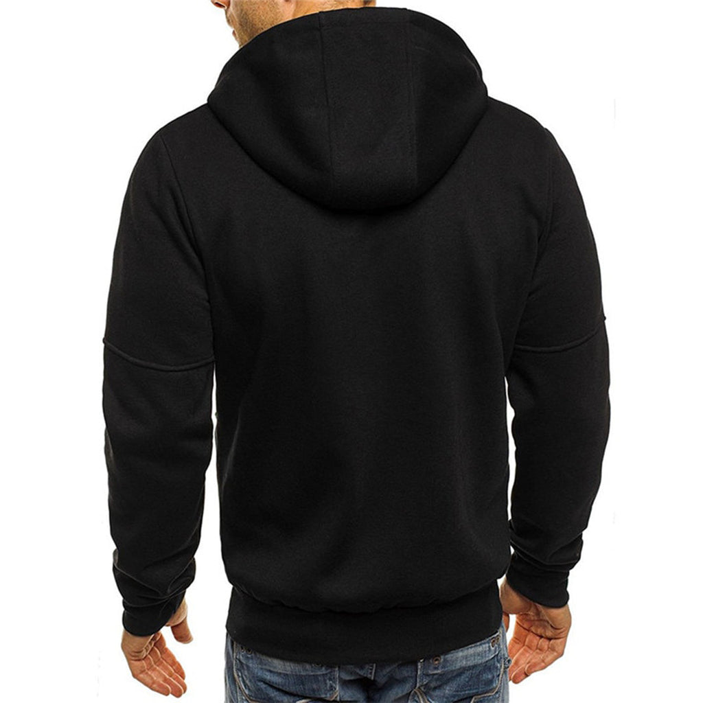 Men's Full-Zip Contrast Hoodie with Chest Pocket Detail