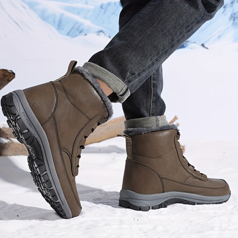 Women's Fur Lined Lace-Up Outdoor Snow Boots