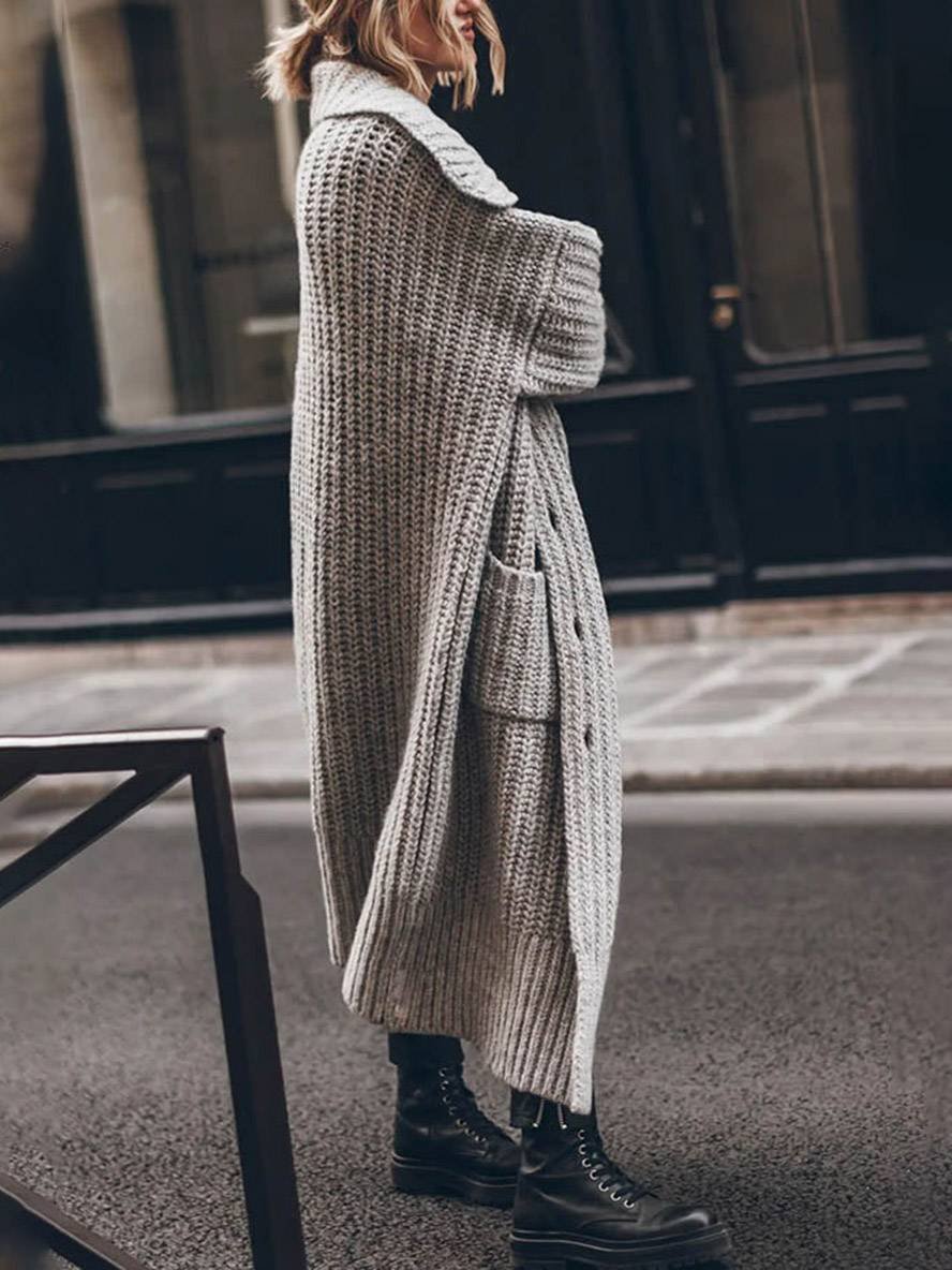 Women's Chunky Knit Longline Open-Front Cardigan