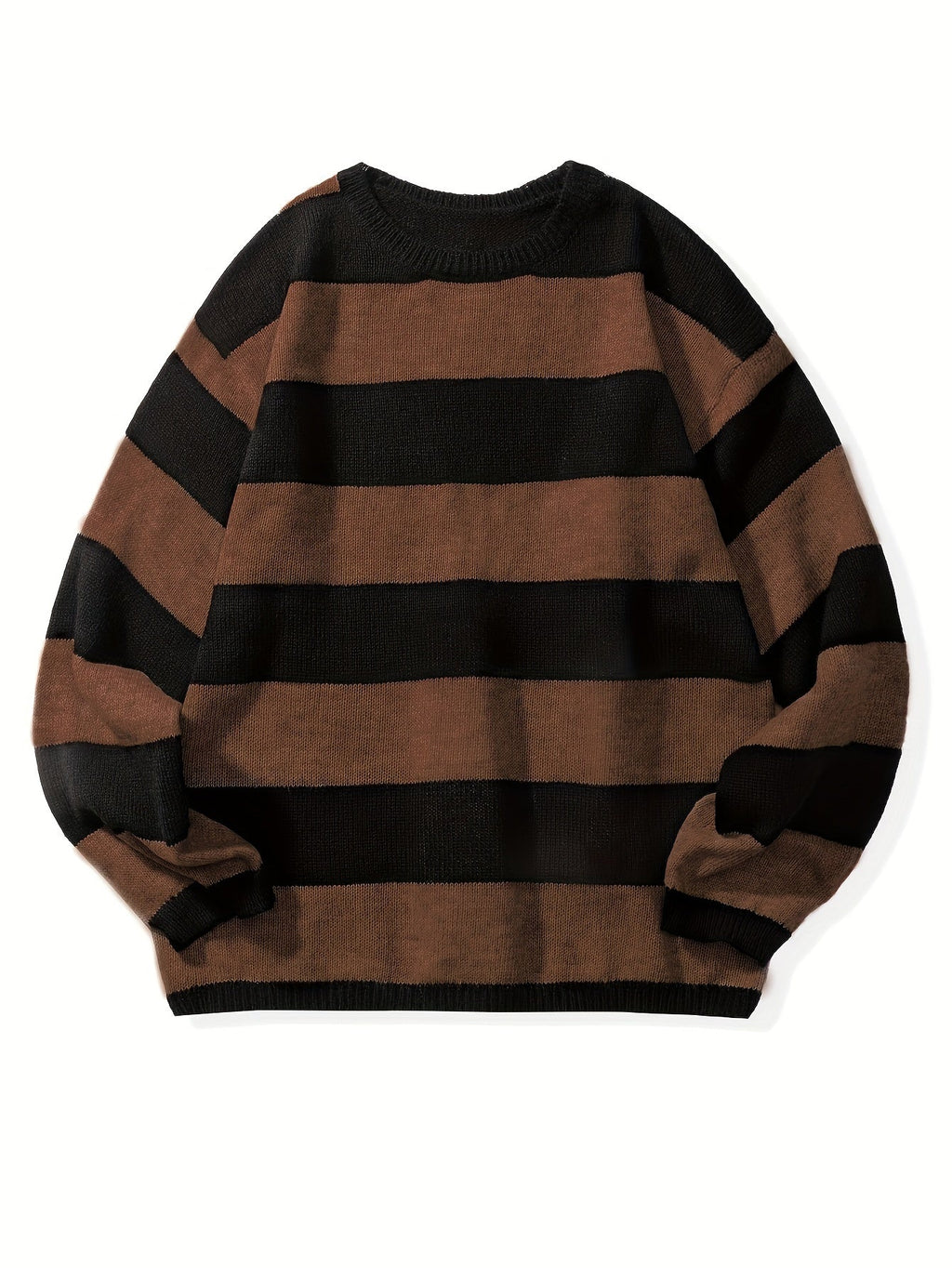 Men's Oversized Wide Stripe Crew Neck Knit Sweater