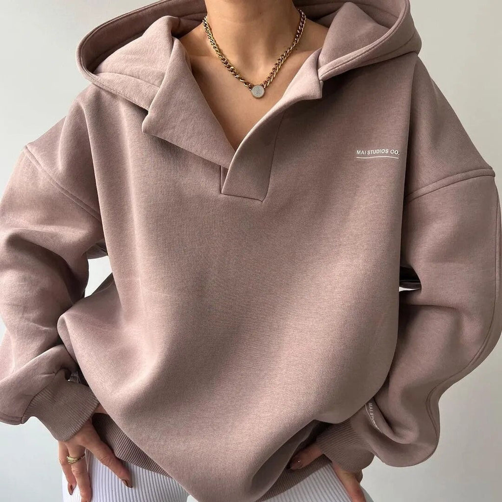 Women's Oversized V-Neck Hoodie