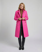 Women’s Military-Style Double-Breasted Maxi Coat with Peak Lapels