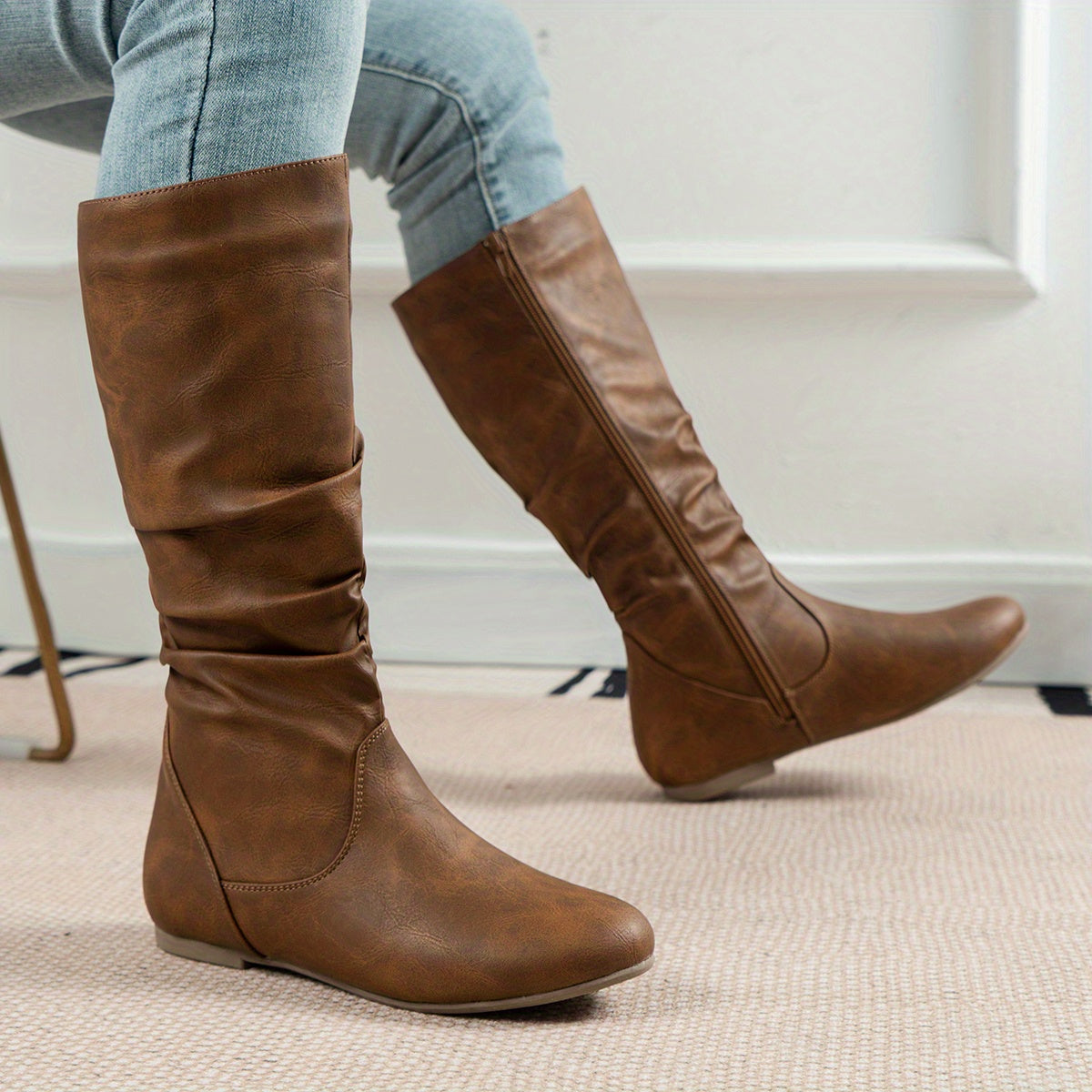 Women's Slouchy Knee High Flat Boots