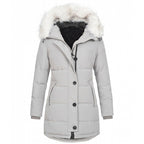 Women's Quilted Parka Coat with Faux Fur Trim Hood