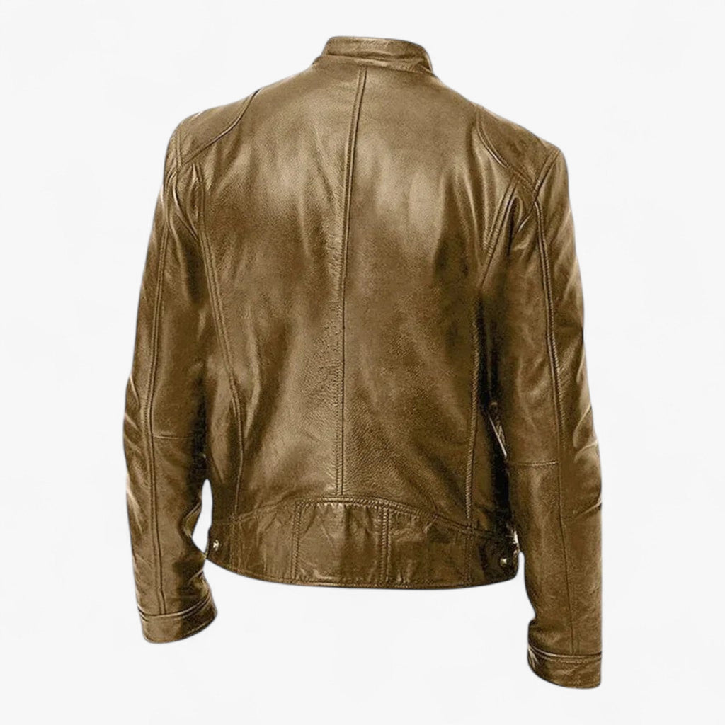 Men's Fitted Faux Leather Moto Style Jacket