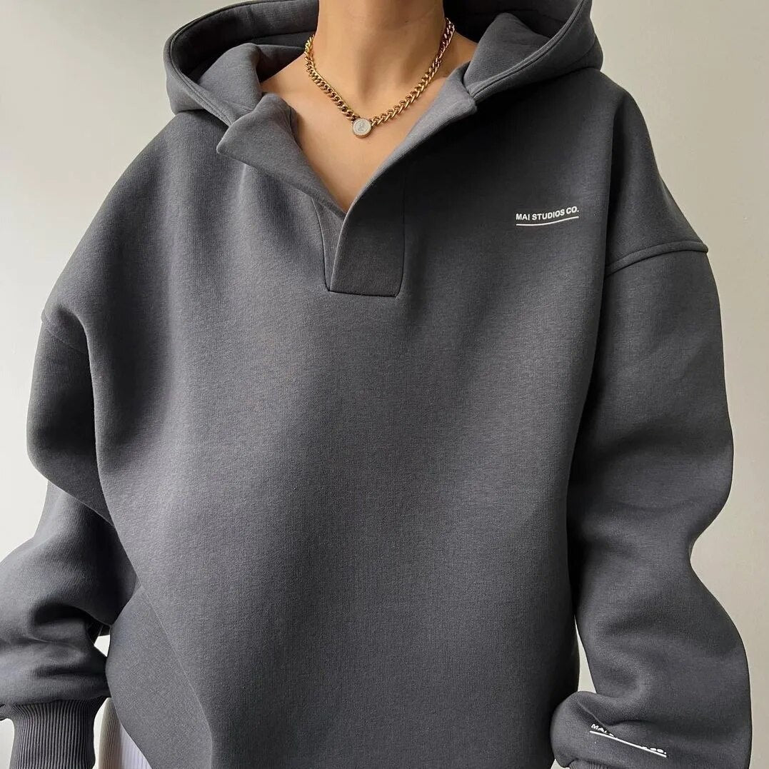 Women's Oversized V-Neck Hoodie