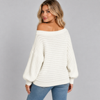Women's Off-Shoulder Ribbed Knit Batwing Sweater
