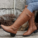 Women's Buckle Strap Knee High Riding Boots