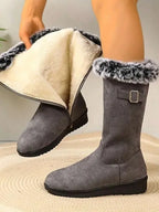 Women’s Faux Suede Fleece Lined Mid-Calf Winter Boots