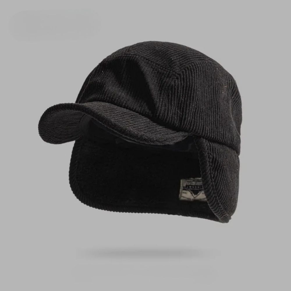 Men's Corduroy Fleece Lined Ear Flap Winter Cap