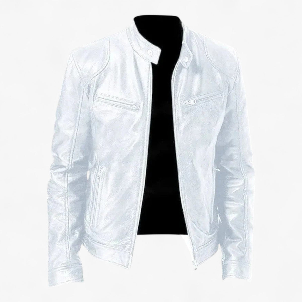 Men's Fitted Faux Leather Moto Style Jacket