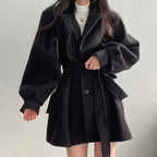 Women’s Belted Balloon Sleeve Coat