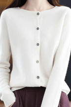 Women's Round Neck Button-Up Knit Cardigan