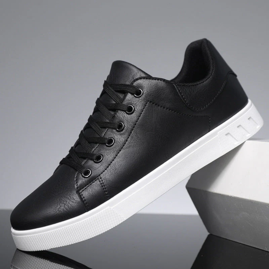 Men's Leather Look Lace-Up Low-Top Sneakers