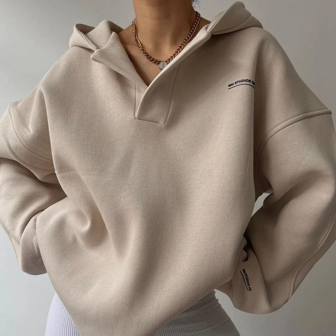 Women's Oversized V-Neck Hoodie