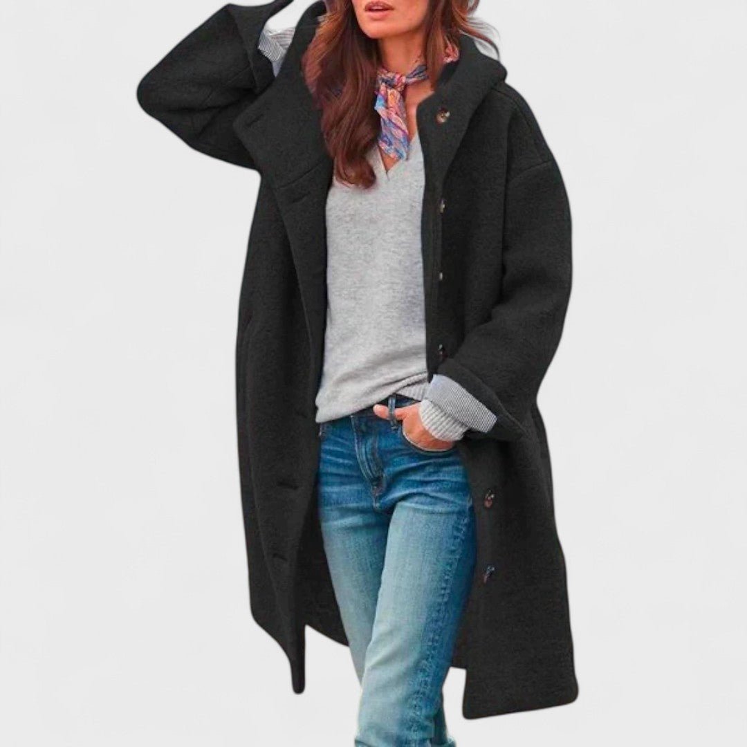 Women's Oversized Longline Button-Front Textured Coat