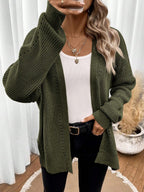 Women's Chunky Knit Eyelet Detail Open Cardigan