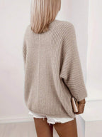 Women's Oversized Ribbed Knit Open-Front Cardigan
