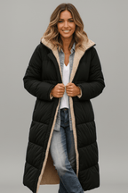 Women's Sherpa Lined Longline Quilted Puffer Coat