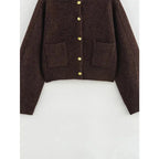 Women's Cropped Button-Front Knit Cardigan