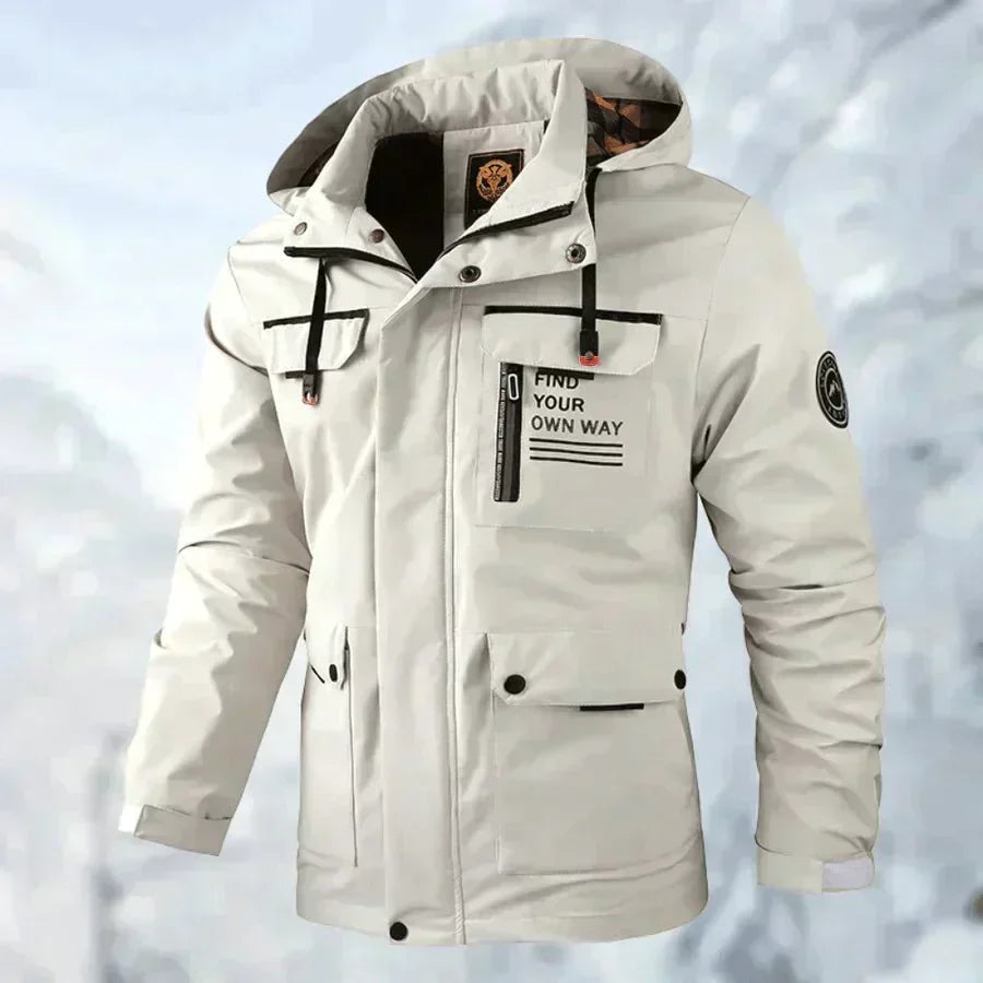 Men's Multi-Pocket Utility Windbreaker Jacket