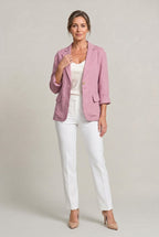 Women's Single Button Notch Collar Linen Blazer