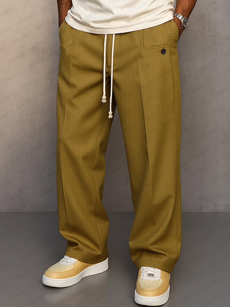 Men's Relaxed Wide-Leg Drawstring Trousers