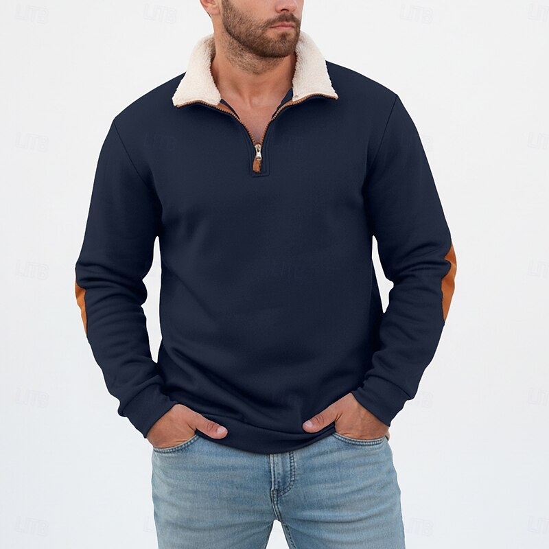 Men's Sherpa Collar Quarter-Zip Pullover Sweatshirt
