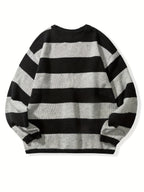 Men's Oversized Wide Stripe Crew Neck Knit Sweater