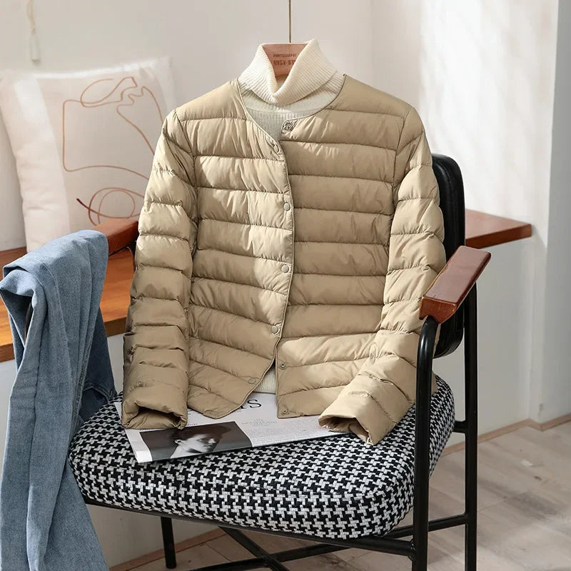 Women’s Lightweight Collarless Quilted Puffer Jacket