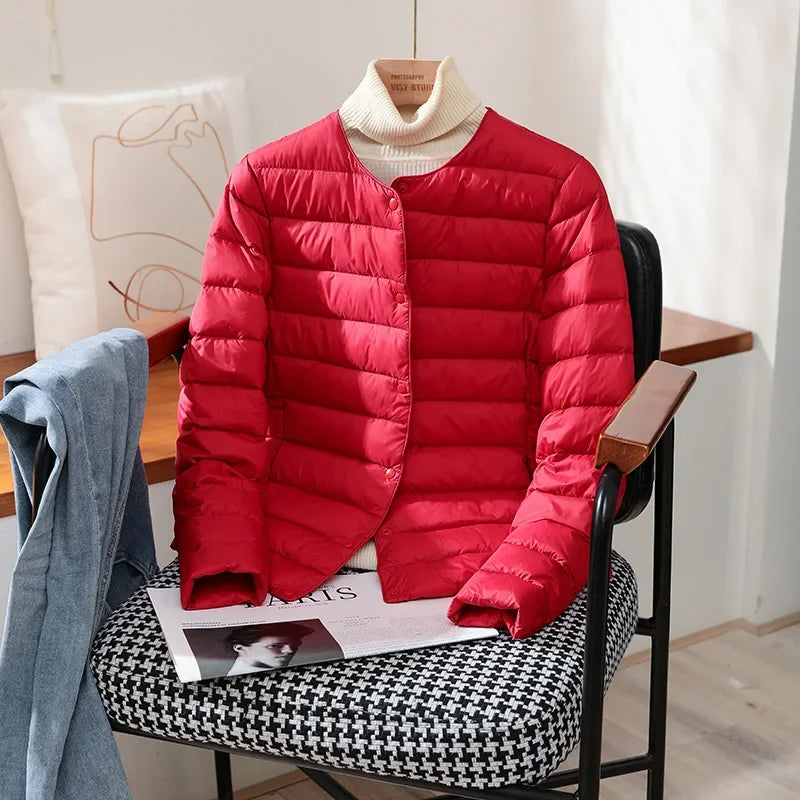 Women’s Lightweight Collarless Quilted Puffer Jacket