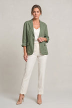 Women's Single Button Notch Collar Linen Blazer