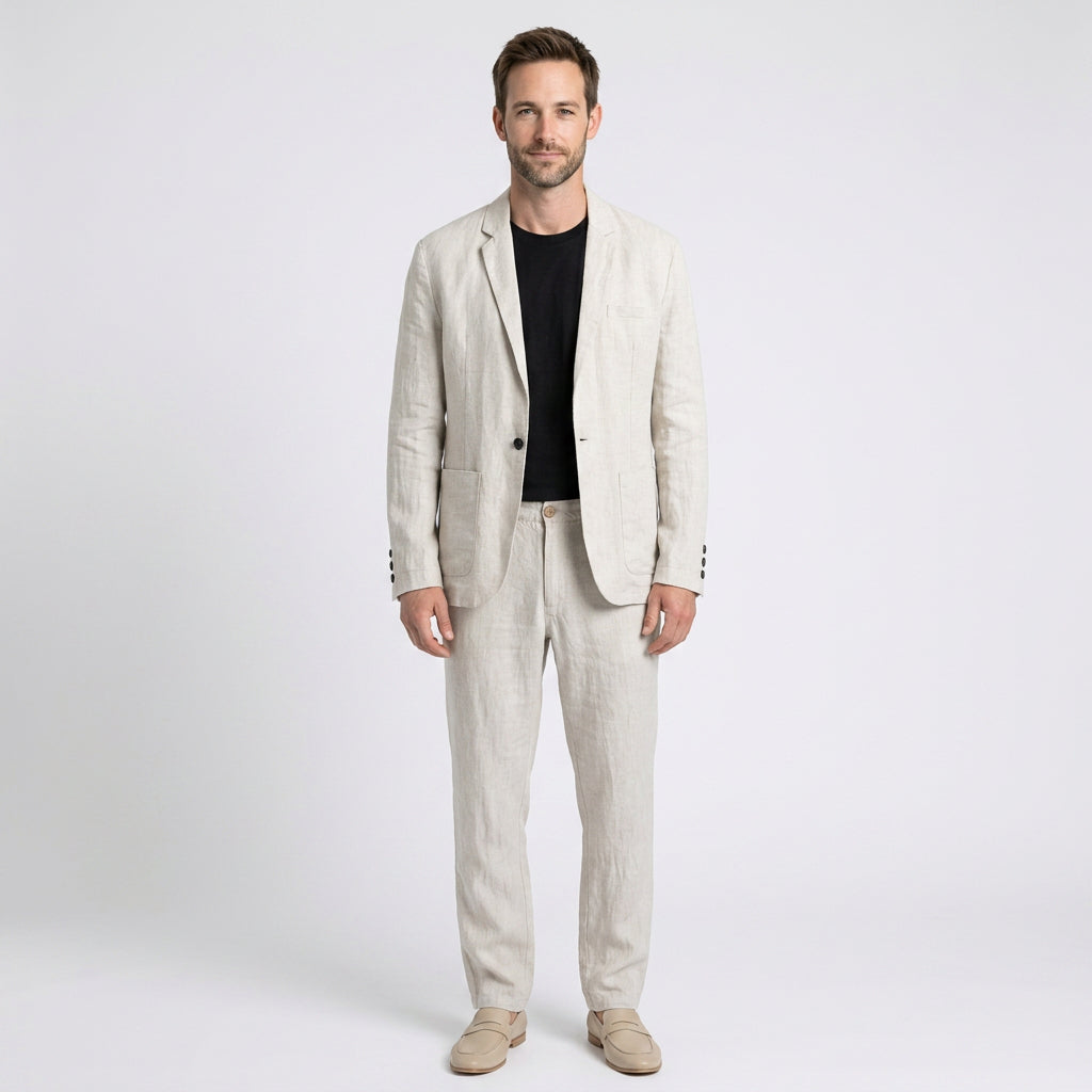 Men’s Linen Blazer and Trousers Set