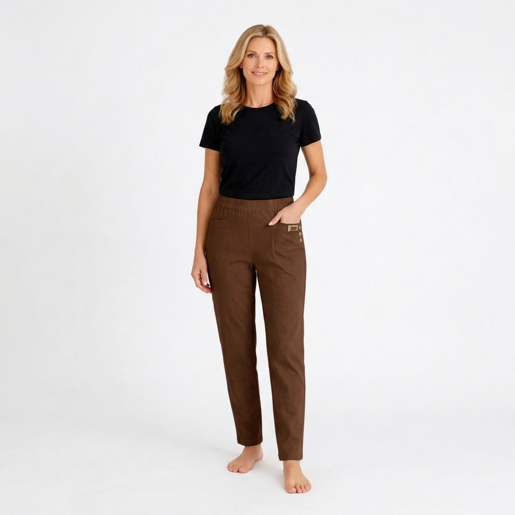 Women’s High Waisted Slim Fit Trousers – Straight Leg Office Pants