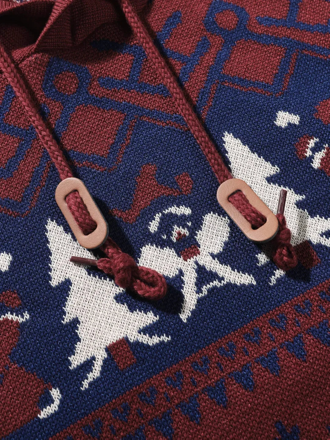 Men’s Reindeer Jacquard Knit Hooded Christmas Sweater