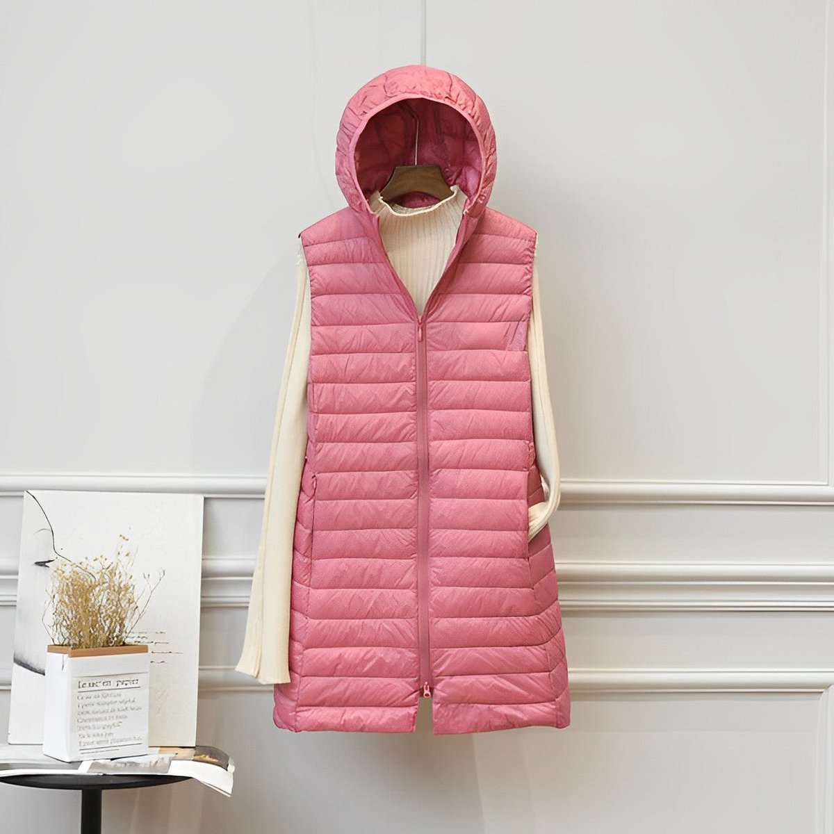 Women’s Longline Hooded Quilted Puffer Gilet