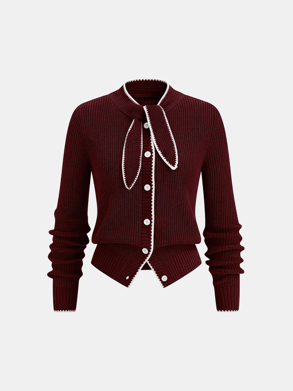 Women’s Ribbed Knit Scarf Neck Cardigan