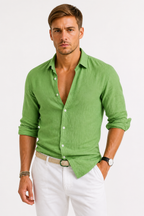 Men's Long Sleeve Button-Up Linen Shirt