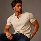 Men's Short Sleeve Button Placket Henley Tee