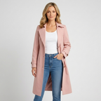 Women’s Tailored Trench Coat – Long Button Front Coat Jacket
