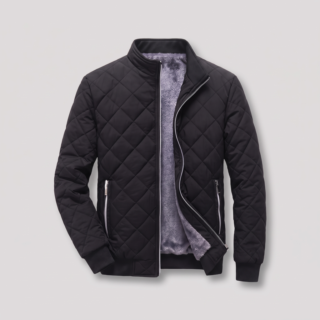 Men’s Fleece Lined Diamond Quilted Bomber Jacket