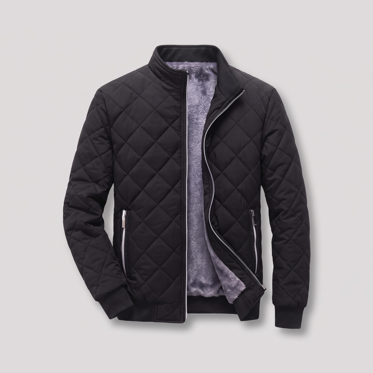 Men’s Fleece Lined Diamond Quilted Bomber Jacket