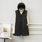 Women’s Longline Hooded Quilted Puffer Gilet