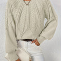 Women’s Cable Knit Raglan Sleeve Crew Neck Sweater