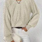 Women’s Cable Knit Raglan Sleeve Crew Neck Sweater