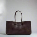 Women's Woven Leather Structured Tote Bag
