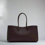 Women's Woven Leather Structured Tote Bag