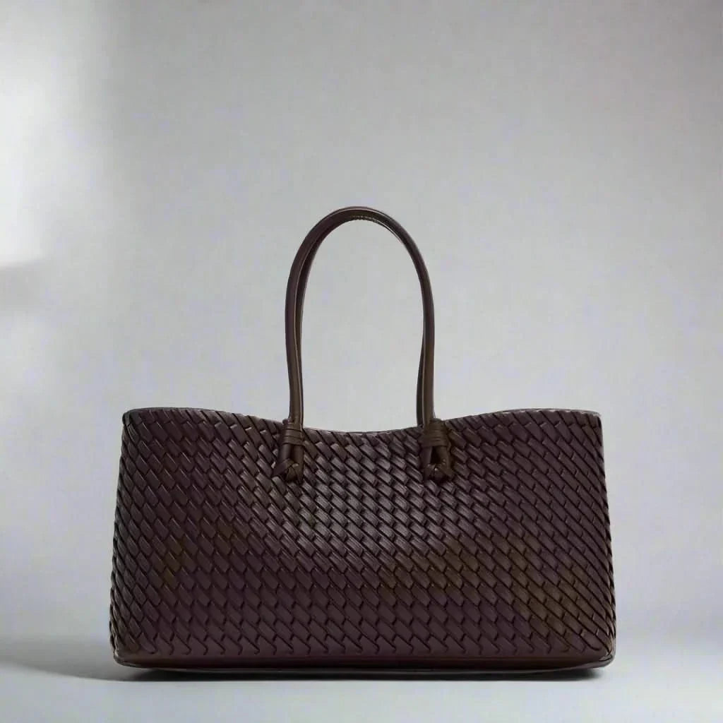 Women's Woven Leather Structured Tote Bag