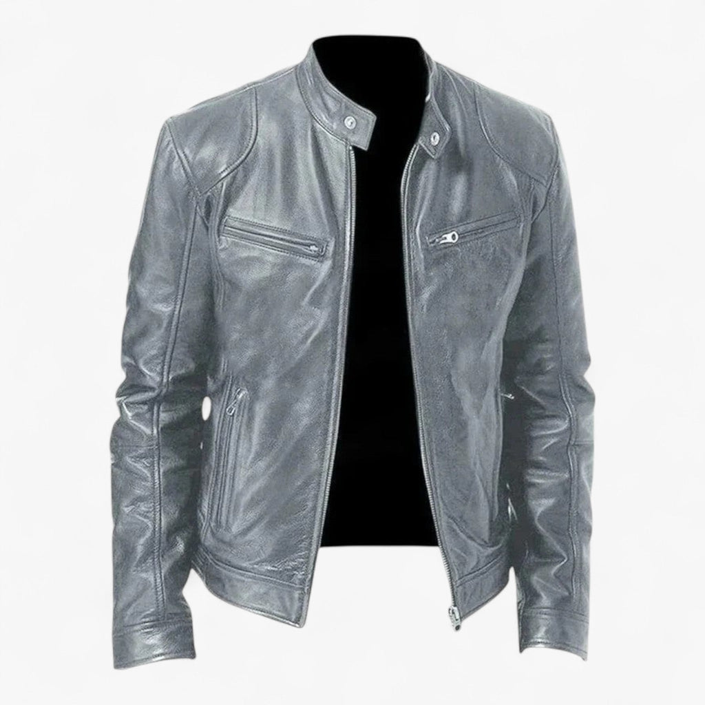 Men's Fitted Faux Leather Moto Style Jacket